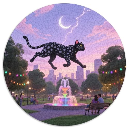 Schatten Leopard Beißen Licht 1000 Teile Künstlerisches Jigsaw Puzzle Tier Rundpuzzle Schwieriges Großes Stressabbau-Spielzeug Für Erwachsene Und Kinder 1000pcs (67.5x67.5cm) von QIAVXZIP