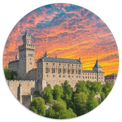 Schloss Bran 1000 PCS Puzzle Rundpuzzle Schwieriges Großes Stressabbau-Spielzeug Für Erwachsene Kinder Kreativ 1000pcs (67.5x67.5cm) von QIAVXZIP