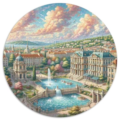 Schloss Schönbrunn 1000 PCS Künstlerisches Jigsaw Puzzle Circular Puzzles Schwieriges Großes Stressabbau-Spielzeug Für Erwachsene Kinder Kreativ 1000pcs (67.5x67.5cm) von QIAVXZIP