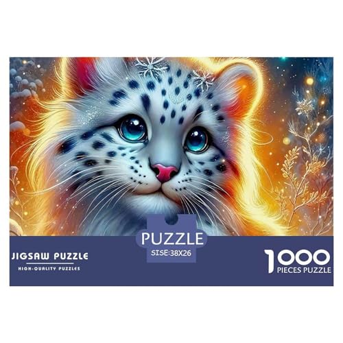 Schneeleopard 1000 Teile Unmöglich Puzzles Tier Für Die Ganze Familie, Teile Passen Perfekt Zusammen, Geschicklichkeitsspiel, Premium Quality, Pädagogisches 38x26cm/1000pcs von QIAVXZIP