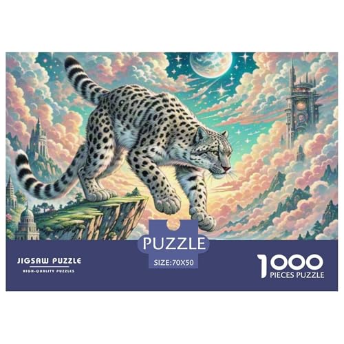 Schneeleopard auf Cliff 1000 Teile Klassische Puzzle Tier, Familien, Teile Passen Perfekt Zusammen, Geschicklichkeitsspiel, Perfekt Für Spieleabende, Stressabbau-Spielzeug 70x5 von QIAVXZIP