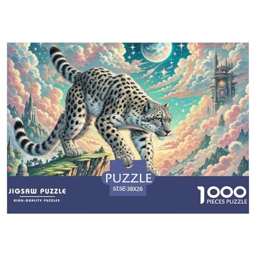Schneeleopard auf Cliff 1000 Teile Klassische Puzzle Tier, Teile Passen Perfekt Zusammen, Geschicklichkeitsspiel, Perfekt Für Spieleabende, Stressabbau-Spielzeug 38x26cm von QIAVXZIP