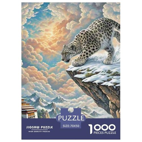 Schneeleopard auf Cliff 1000 Teile Klassische Puzzle Tier, Teile Passen Perfekt Zusammen, Geschicklichkeitsspiel, Perfekt Für Spieleabende, Stressabbau-Spielzeug 70x50cm/1000pcs von QIAVXZIP