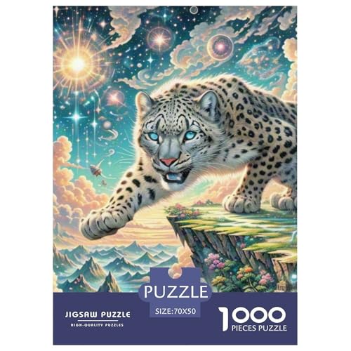 Schneeleopard auf Cliff 1000 Teile Unmöglich Puzzles Tier, Teile Passen Perfekt Zusammen, Geschicklichkeitsspiel, Perfekt Für Spieleabende, Stressabbau-Spielzeug 70x50cm/1000pcs von QIAVXZIP