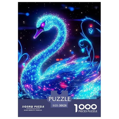 Schwan 1000 Teile Unmöglich Puzzles Tier Für Die Ganze Familie, Teile Passen Perfekt Zusammen, Geschicklichkeitsspiel, Premium Quality, Pädagogisches 38x26cm/1000pcs von QIAVXZIP