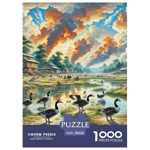 Schwarze Gänse Crossing Marsh 1000 Teile Schwieriges Großes Puzzle Tier, Teile Passen Perfekt Zusammen, Geschicklichkeitsspiel, Premium Quality, Stressabbau-Spielzeug 38x26cm/1000pcs Schwarze Gänse Crossing Marsh 1000 Teile Schwieriges Großes Puzzle Tier, Teile Passen Perfekt Zusammen, Geschicklichkeitsspiel, Premium Quality, Stressabbau-Spielzeug 38x26cm/1000pcs von QIAVXZIP