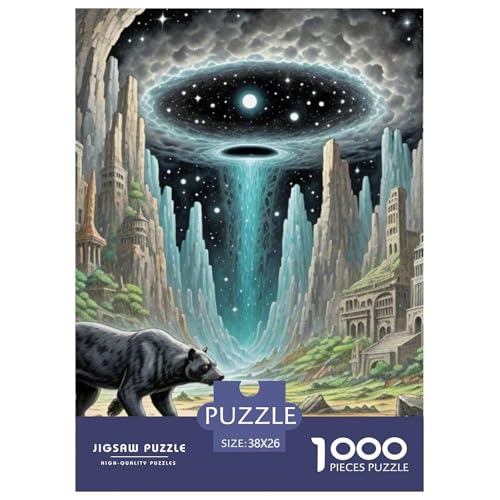 Schwarze Panther Stalking Nacht 1000 Teile Klassische Puzzle Tier, Familien, Teile Passen Perfekt Zusammen, Geschicklichkeitsspiel, Premium Quality, Stressabbau-Spielzeug 38x26cm/1000pcs von QIAVXZIP