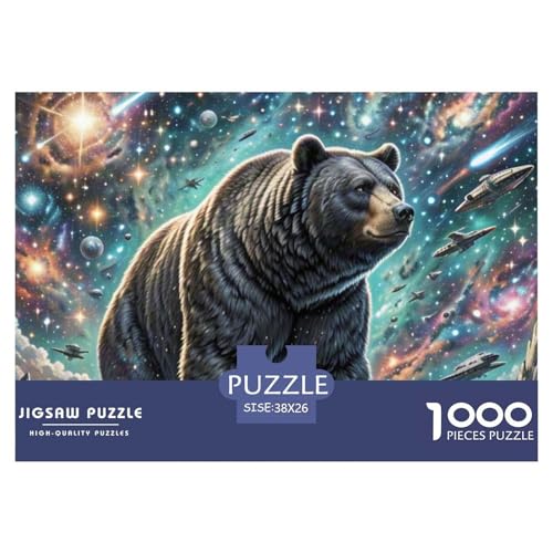 Schwarzer Bär Schütteln Baum 1000 Teile Klassische Puzzle Tier Und Kinder, Teile Passen Perfekt Zusammen, Geschicklichkeitsspiel, Perfekt Für Spieleabende, Stressabbau-Spielzeug 38x26cm/10 von QIAVXZIP
