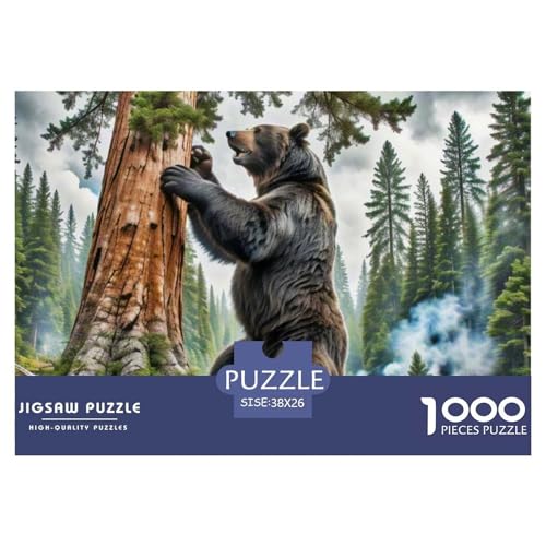 Schwarzer Bär Schütteln Baum 1000 Teile Schwieriges Großes Puzzle Tier, Familien, Teile Passen Perfekt Zusammen, Geschicklichkeitsspiel, Premium Quality, Pädagogisches 38x26cm/1000pcs von QIAVXZIP