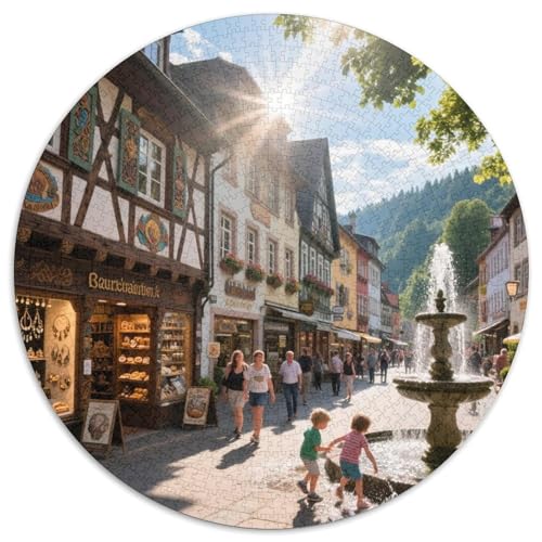 Schwarzwald 1000 Teile Puzzle Rundes Puzzle Schwieriges Großes Stressabbau-Spielzeug Für Erwachsene Und Kinder 1000pcs (67.5x67.5cm) von QIAVXZIP