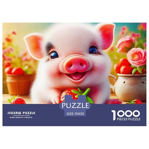 Schwein 1000 Teile Schwieriges Großes Puzzle Tier Ab 14 Jahren, Teile Passen Perfekt Zusammen, Geschicklichkeitsspiel, Premium Quality, Pädagogisches 70x50cm/1000pcs von QIAVXZIP