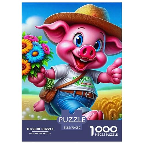 Schwein 1000 Teile Schwieriges Großes Puzzle Tier Für Die Ganze Familie, Teile Passen Perfekt Zusammen, Geschicklichkeitsspiel, Perfekt Für Spieleabende, Stressabbau-Spielzeug 70x50cm/1000pcs von QIAVXZIP