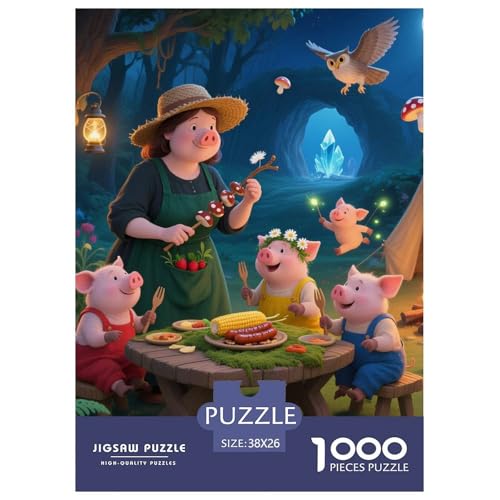 Schwein 1000 Teile Schwieriges Großes Puzzle Tier Für Erwachsene Und Kinder, Teile Passen Perfekt Zusammen, Geschicklichkeitsspiel, Perfekt Für Spieleabende, Pädagogisches 38x26cm/1000pcs von QIAVXZIP