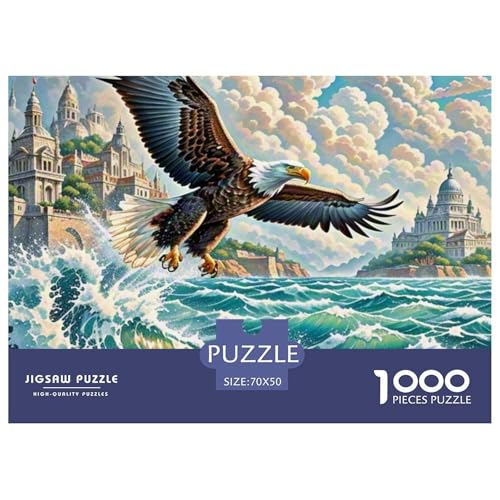 Sea Adler Striking Waves 1000 Teile Schwieriges Großes Puzzle Tier, Familien, Teile Passen Perfekt Zusammen, Geschicklichkeitsspiel, Perfekt Für Spieleabende, Pädagogisches 70x50cm/10 von QIAVXZIP