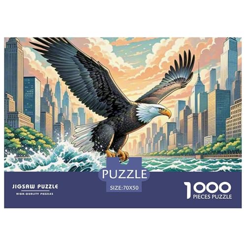 Sea Adler Striking Waves 1000 Teile Schwieriges Großes Puzzle Tier, Familien, Teile Passen Perfekt Zusammen, Geschicklichkeitsspiel, Premium Quality, Stressabbau-Spielzeug 70x50cm/100 von QIAVXZIP