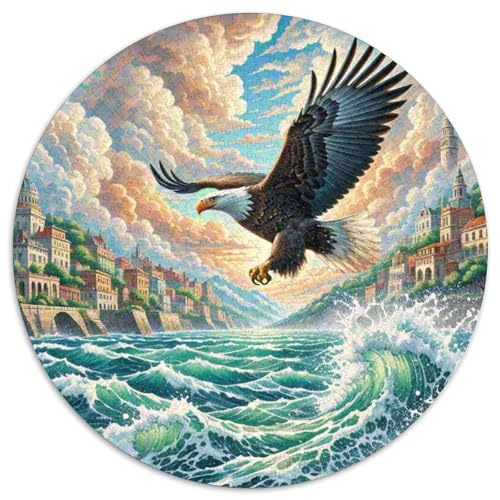 SeeAdler schlagende Wellen 1000 Teile Künstlerisches Jigsaw Puzzle Kunst Kreisförmige EinzigKunst Großes Stressabbau-Spielzeug Für Erwachsene Kinder Kreativ 1000pcs (67.5x67.5cm) von QIAVXZIP