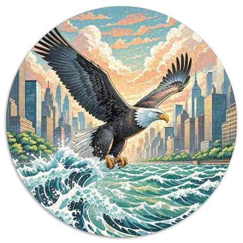 SeeAdler schlagende Wellen 1000 Teile Künstlerisches Jigsaw Puzzle Kunst Rundes Puzzle Schwieriges Großes Stressabbau-Spielzeug Für Erwachsene Kinder Kreativ 1000pcs (67.5x67.5cm) von QIAVXZIP