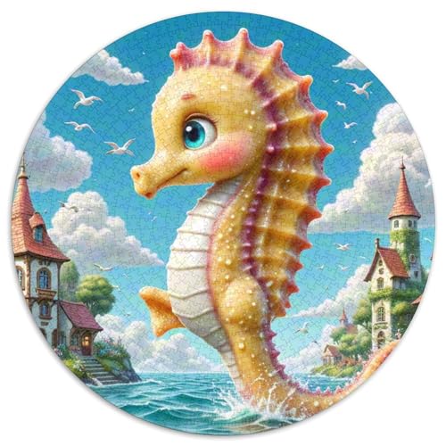 Seepferd 1000 PCS Puzzle Tier Runde Puzzles Schwieriges Großes Stressabbau-Spielzeug Für Erwachsene Und Kinder 1000pcs (67.5x67.5cm) von QIAVXZIP