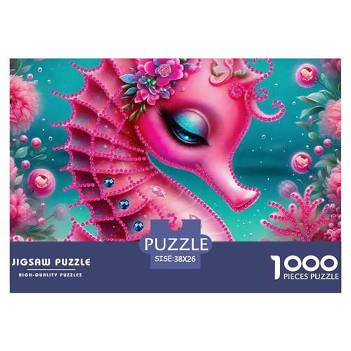 Seepferd 1000 Teile Klassische Puzzle Tier Für Die Ganze Familie, Teile Passen Perfekt Zusammen, Geschicklichkeitsspiel, Perfekt Für Spieleabende, Stressabbau-Spielzeug 38x26cm/1000pcs von QIAVXZIP