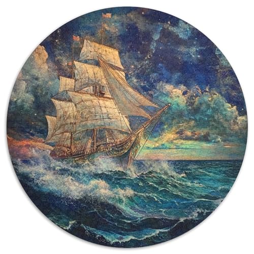 Segelboot 1000 Teile Puzzle Rundpuzzle Schwieriges Großes Stressabbau-Spielzeug Geeignet 1000pcs (67.5x67.5cm) von QIAVXZIP