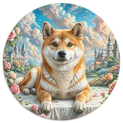 Shiba Inu 1000 PCS Puzzle Tier Rundpuzzle Schwieriges Großes Stressabbau-Spielzeug Geeignet 1000pcs (67.5x67.5cm) von QIAVXZIP