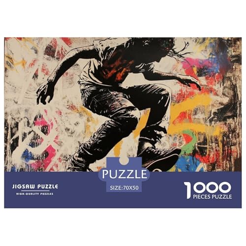 Skateboarding 1000 Teile Anspruchsvolles Puzzle Für Erwachsene Und Kinder, Teile Passen Perfekt Zusammen, Geschicklichkeitsspiel, Premium Quality, Stressabbau-Spielzeug 70x50cm/1000pcs von QIAVXZIP