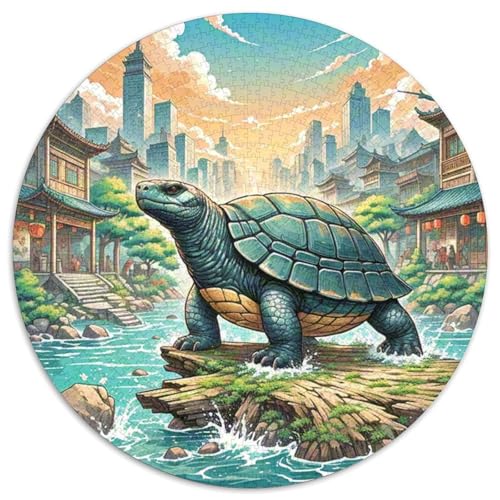Soft-Shell Schildkröte Perching auf Rotten Holz 1000 PCS Künstlerisches Jigsaw Puzzle Tier Rundes Puzzle Schwieriges Großes Stressabbau-Spielzeug Für Erwachsene Kinder Kreativ 1000pcs (67.5x67.5cm) von QIAVXZIP