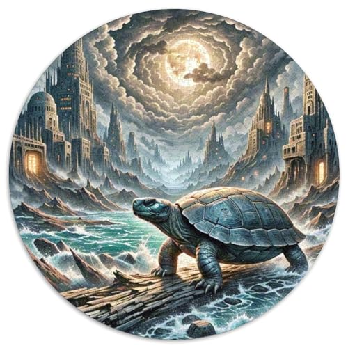 Soft-Shell Schildkröte Perching auf Rotten Holz 1000 PCS Puzzle Tier Circular Puzzles Schwieriges Großes Stressabbau-Spielzeug Geeignet 1000pcs (67.5x67.5cm) von QIAVXZIP