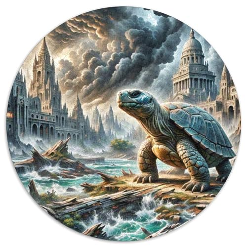 Soft-Shell Schildkröte Perching auf Rotten Holz 1000 PCS Puzzle Tier Circular Puzzles Schwieriges Großes Stressabbau-Spielzeug Geeignet 1000pcs (67.5x67.5cm) von QIAVXZIP