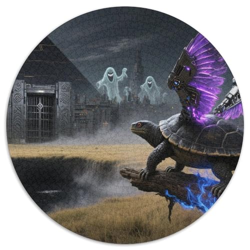 Soft-Shell Schildkröte Perching auf Rotten Holz 1000 PCS Puzzle Tier Runde Puzzles Schwieriges Großes Stressabbau-Spielzeug Geeignet 1000pcs (67.5x67.5cm) von QIAVXZIP