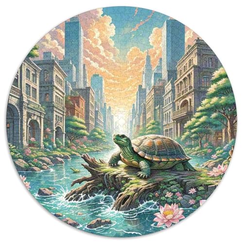 Soft-Shell Schildkröte Perching auf Rotten Holz 1000 PCS Puzzle Tier Rundes Puzzle Schwieriges Großes Stressabbau-Spielzeug Für Erwachsene Kinder Kreativ 1000pcs (67.5x67.5cm) von QIAVXZIP