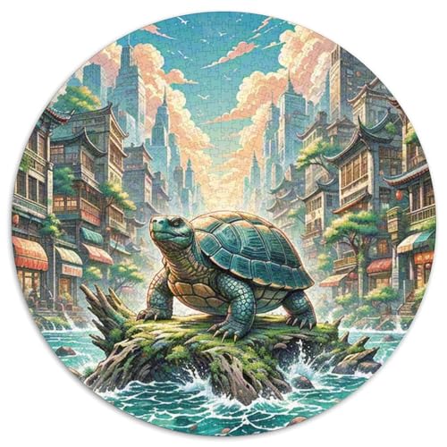 Soft-Shell Schildkröte Perching auf Rotten Holz 1000 PCS Puzzle Tier Rundpuzzle Schwieriges Großes Stressabbau-Spielzeug Für Erwachsene Kinder Kreativ 1000pcs (67.5x67.5cm) von QIAVXZIP