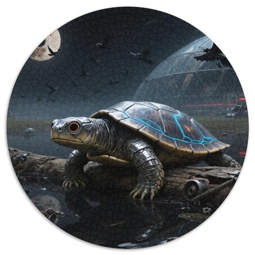 Soft-Shell Schildkröte Perching auf Rotten Holz 1000 Teile Künstlerisches Jigsaw Puzzle Tier Runde Puzzles Schwieriges Großes Stressabbau-Spielzeug Für Erwachsene 1000pcs (67.5x67.5cm) von QIAVXZIP
