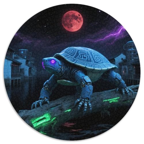 Soft-Shell Schildkröte Perching auf Rotten Holz 1000 Teile Künstlerisches Jigsaw Puzzle Tier Rundes Puzzle Schwieriges Großes Stressabbau-Spielzeug Für Erwachsene 、1000pcs (67.5x67.5cm) von QIAVXZIP