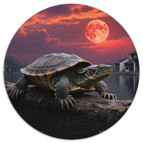 Soft-Shell Schildkröte Perching auf Rotten Holz 1000 Teile Künstlerisches Jigsaw Puzzle Tier Rundes Puzzle Schwieriges Großes Stressabbau-Spielzeug Für Erwachsene Und Kinder 1000pcs ( von QIAVXZIP
