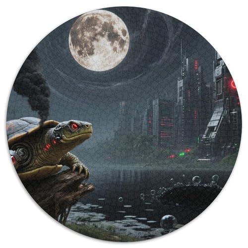 Soft-Shell Schildkröte Perching auf Rotten Holz 1000 Teile Künstlerisches Jigsaw Puzzle Tier Rundpuzzle Schwieriges Großes Stressabbau-Spielzeug Geeignet 1000pcs (67.5x67.5cm) von QIAVXZIP