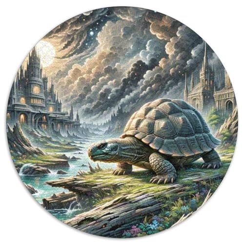 Soft-Shell Schildkröte Perching auf Rotten Holz 1000 Teile Künstlerisches Jigsaw Puzzle Tier Rundpuzzle Schwieriges Großes Stressabbau-Spielzeug Geeignet 1000pcs (67.5x67.5cm) von QIAVXZIP