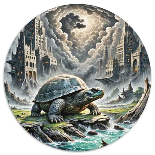 Soft-Shell Schildkröte Perching auf Rotten Holz 1000 Teile Puzzle Tier Runde Puzzles Schwieriges Großes Stressabbau-Spielzeug Geeignet 1000pcs (67.5x67.5cm) von QIAVXZIP