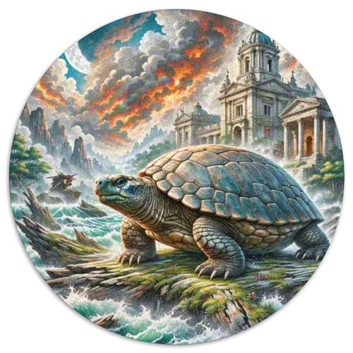 Soft-Shell Schildkröte Perching auf Rotten Holz 1000 Teile Puzzle Tier Rundpuzzle Schwieriges Großes Stressabbau-Spielzeug Geeignet 1000pcs (67.5x67.5cm) von QIAVXZIP