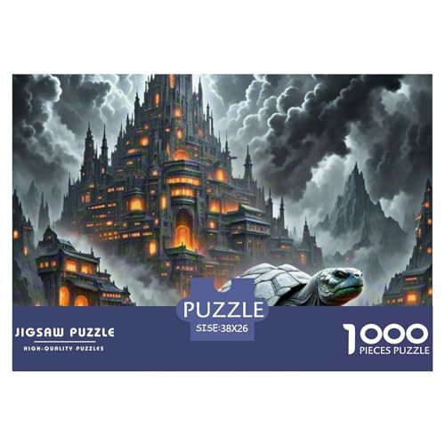 Steinschildkröte tragen Stadt 1000 Teile Klassische Puzzle, Familien, Teile Passen Perfekt Zusammen, Geschicklichkeitsspiel, Perfekt Für Spieleabende, Pädagogisches 38x26cm/1000pcs von QIAVXZIP