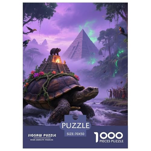 Steinschildkröte tragen Stadt 1000 Teile Klassische Puzzle, Familien, Teile Passen Perfekt Zusammen, Geschicklichkeitsspiel, Perfekt Für Spieleabende, Stressabbau-Spielzeug 70x50cm/1000pcs von QIAVXZIP