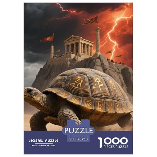 Steinschildkröte tragen Stadt 1000 Teile Klassische Puzzle, Teile Passen Perfekt Zusammen, Geschicklichkeitsspiel, Perfekt Für Spieleabende, Stressabbau-Spielzeug 70x50cm/1000pcs von QIAVXZIP
