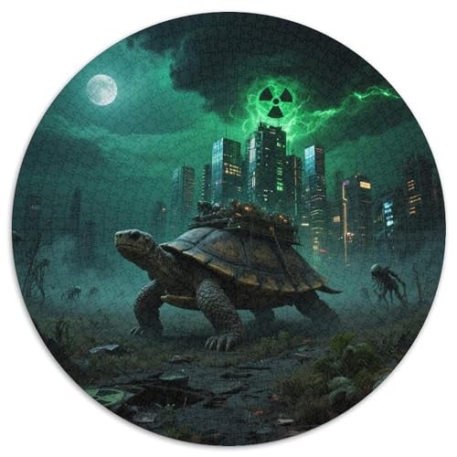 Steinschildkröte tragen Stadt 1000 Teile Puzzle Rundes Puzzle Schwieriges Großes Stressabbau-Spielzeug Für Erwachsene Kinder Kreativ 1000pcs (67.5x67.5cm) von QIAVXZIP
