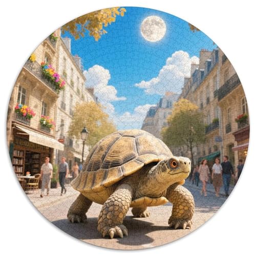 Steinschildkröte tragen Stadt 1000 Teile Puzzle Rundpuzzle Schwieriges Großes Stressabbau-Spielzeug Geeignet 1000pcs (67.5x67.5cm) von QIAVXZIP