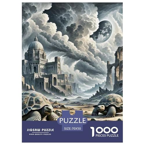 Steinschildkröte tragen Stadt 1000 Teile Schwieriges Großes Puzzle, Familien, Teile Passen Perfekt Zusammen, Geschicklichkeitsspiel, Perfekt Für Spieleabende, Pädagogisches 70x50cm/1000pcs von QIAVXZIP