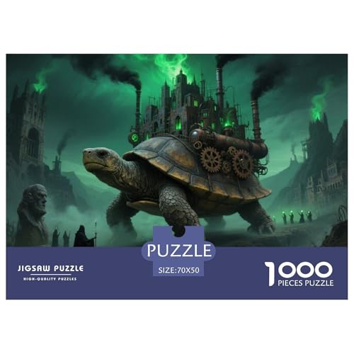 Steinschildkröte tragen Stadt 1000 Teile Schwieriges Großes Puzzle, Familien, Teile Passen Perfekt Zusammen, Geschicklichkeitsspiel, Perfekt Für Spieleabende, Stressabbau-Spielzeug 70x50cm von QIAVXZIP