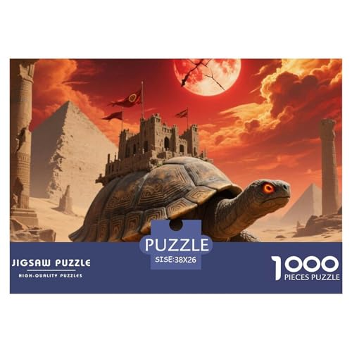 Steinschildkröte tragen Stadt 1000 Teile Schwieriges Großes Puzzle, Teile Passen Perfekt Zusammen, Geschicklichkeitsspiel, Perfekt Für Spieleabende, Stressabbau-Spielzeug 38x26cm/10 von QIAVXZIP