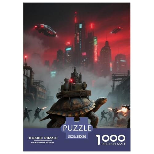 Steinschildkröte tragen Stadt 1000 Teile Schwieriges Großes Puzzle, Teile Passen Perfekt Zusammen, Geschicklichkeitsspiel, Premium Quality, Stressabbau-Spielzeug 38x26cm/1000pcs von QIAVXZIP