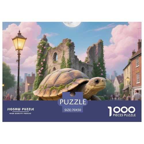 Steinschildkröte tragen Stadt 1000 Teile Schwieriges Großes Puzzle Und Kinder, Teile Passen Perfekt Zusammen, Geschicklichkeitsspiel, Premium Quality, Pädagogisches 70x50cm/1000pcs von QIAVXZIP