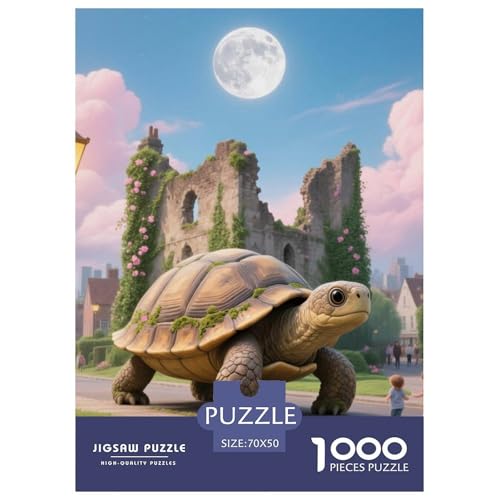 Steinschildkröte tragen Stadt 1000 Teile Schwieriges Großes Puzzle Und Kinder, Teile Passen Perfekt Zusammen, Geschicklichkeitsspiel, Premium Quality, Stressabbau-Spielzeug 70x50cm/1000pcs von QIAVXZIP